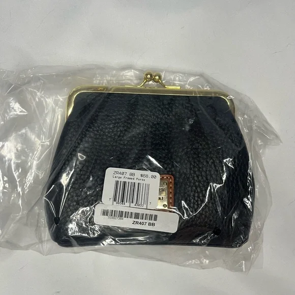 Dooney & Bourke Pebble Leather Large Framed Kisslock Coin Purse - Black - Picture 7 of 7